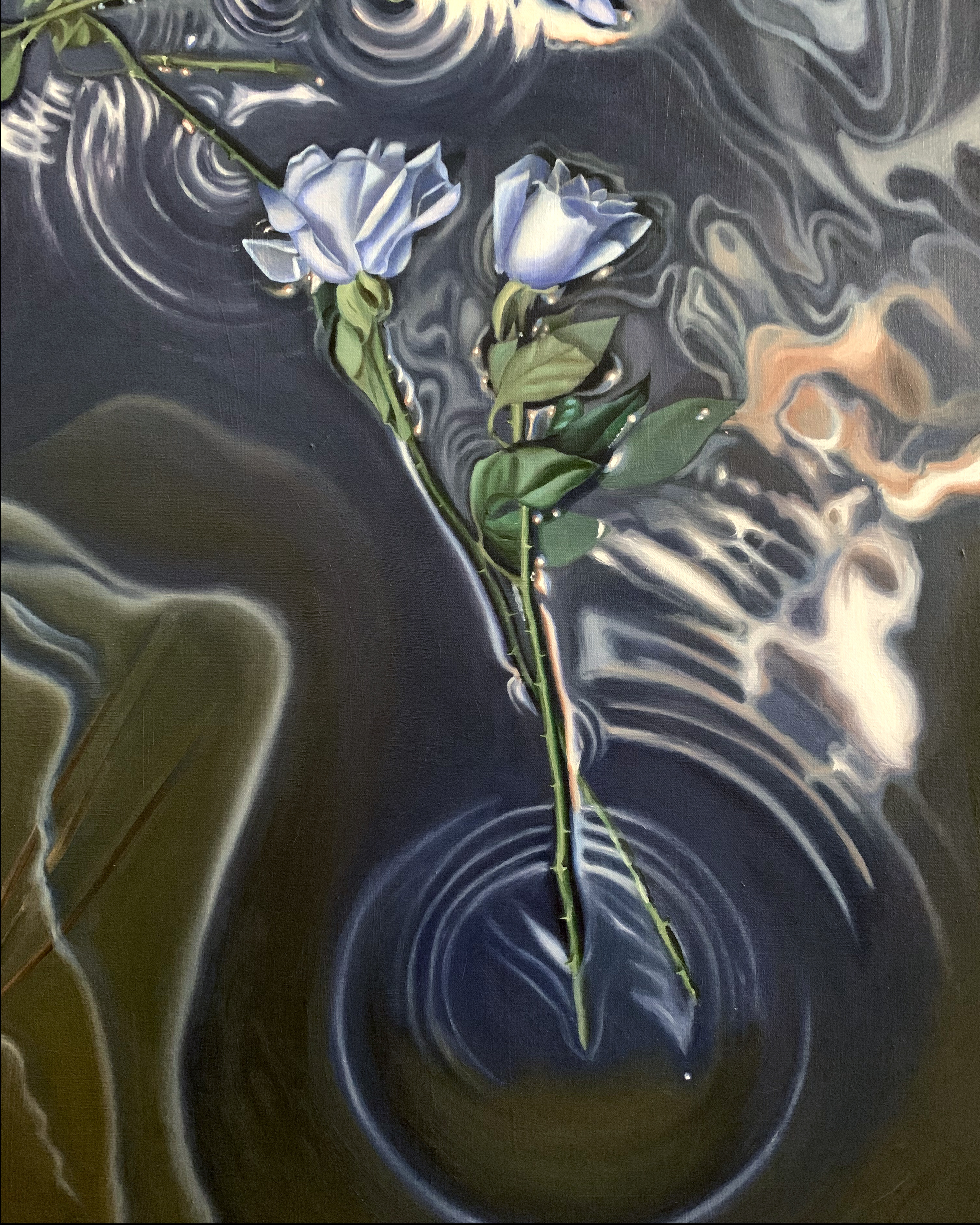 DETAIL Wetlands (blue carbon), 60x36 2021 <br>oil on canvas